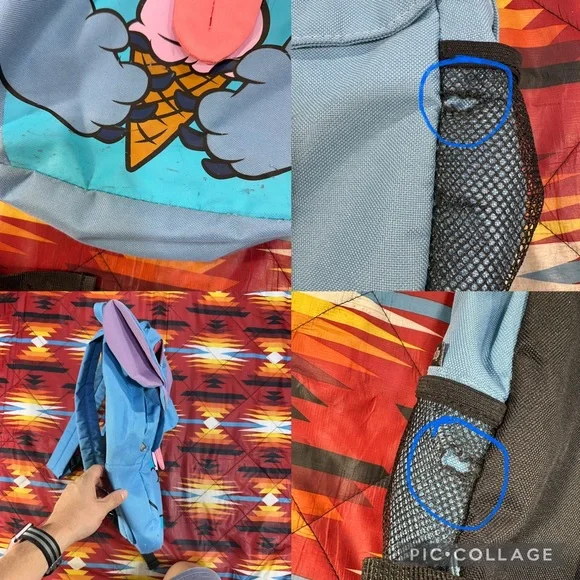 Disney Loungefly Lilo & Stitch Ears Ice Cream Tongue Flap School Blue Backpack - Picture 3 of 7